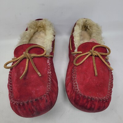 UGG Australia slippers moccasins Womens 10 Sheepskin Ruby Red Dakota Suede Uggs