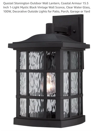 New Quoizel SNN8409K 1-Light Stonington Outdoor Lantern in Mystic Black Sconces - Picture 1 of 3