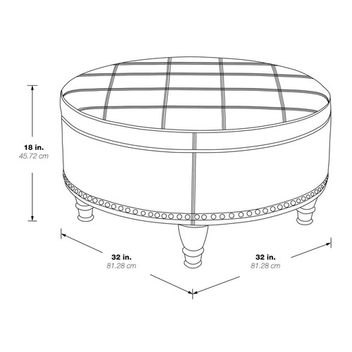 Large Round Storage Ottoman w/ Flip Top Surface Nailhead Trim Footrest Home NEW - 第 9/28 張圖片