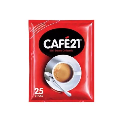 4 PACKS 100 STICKS CAFE21 2IN1 INSTANT COFFEE MIX NO SUGAR ADDED FREE SHIPPING