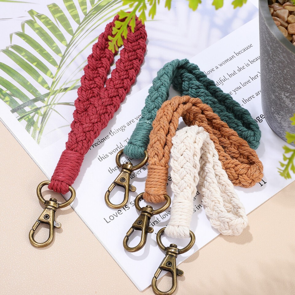 3 Pieces Wrist Lanyard Keychain Bohemian Handmade Keychains for Mothers