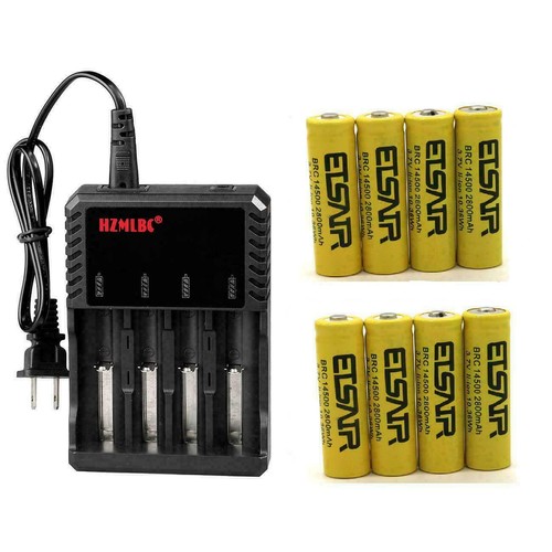 ETSAIR 14500 Battery 2800mAh 3.7V Rechargeable Batteries Cell Charger Lot - Picture 20 of 21