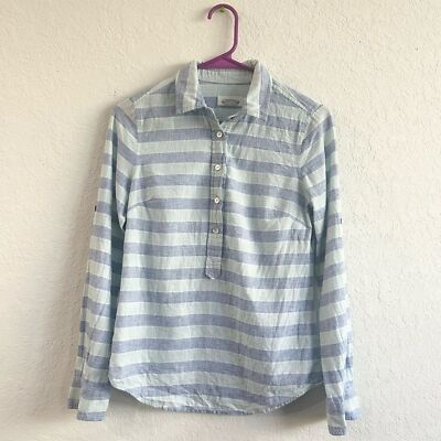 VINEYARD VINES Blue Green V-neck Button Down Shirt Long Sleeve Cotton Linen 00