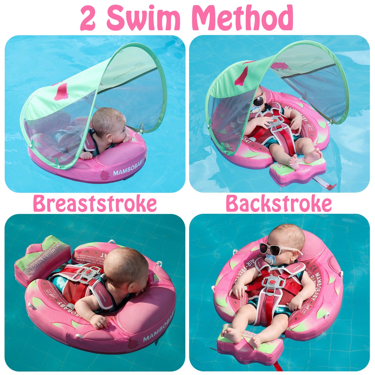 HECCEI Mambobaby Float with Canopy Baby Float for Pool Add Tail