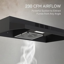 30inch Kitchen Under Cabinet Range Hood 2 Speed 230CFM Vent w/LED Black