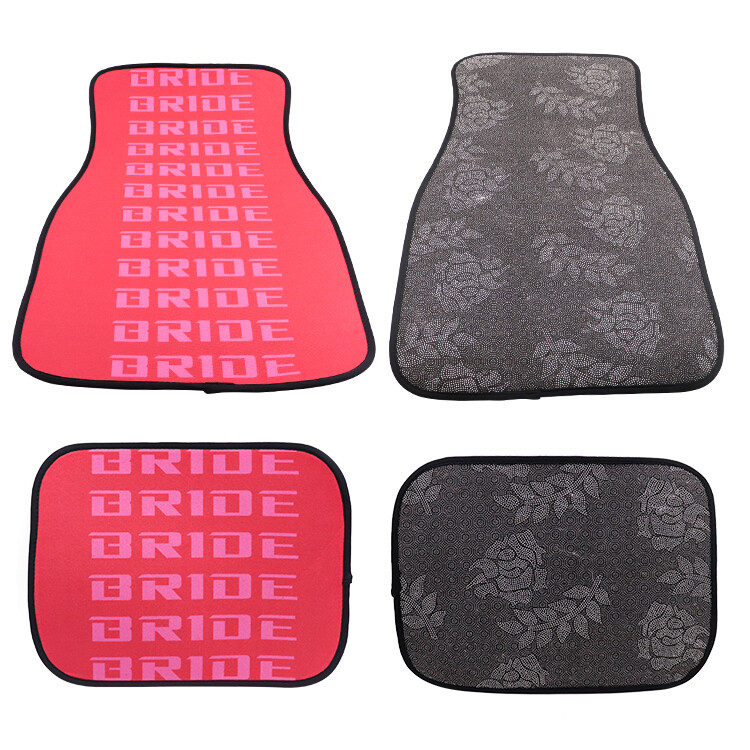Universal JDM BRIDE Red Racing Fabric Floor Mats Interior Carpets 4Pcs