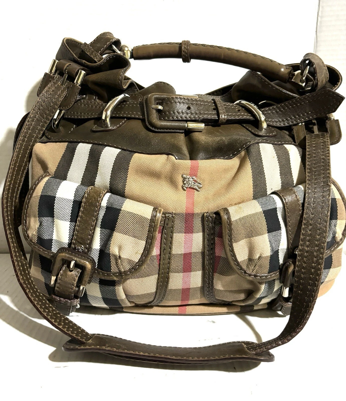 Burberry — burberry Brown Canvas House Check Satchel Handbag