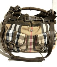 burberry Brown Canvas House Check Satchel Han...
