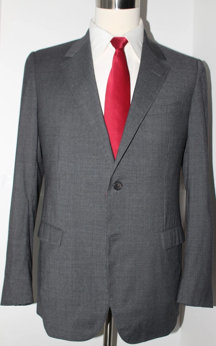 Lanvin Gray Houndstooth Two Button Wool Suit Size 40 Regular 38 32 Flat Italy