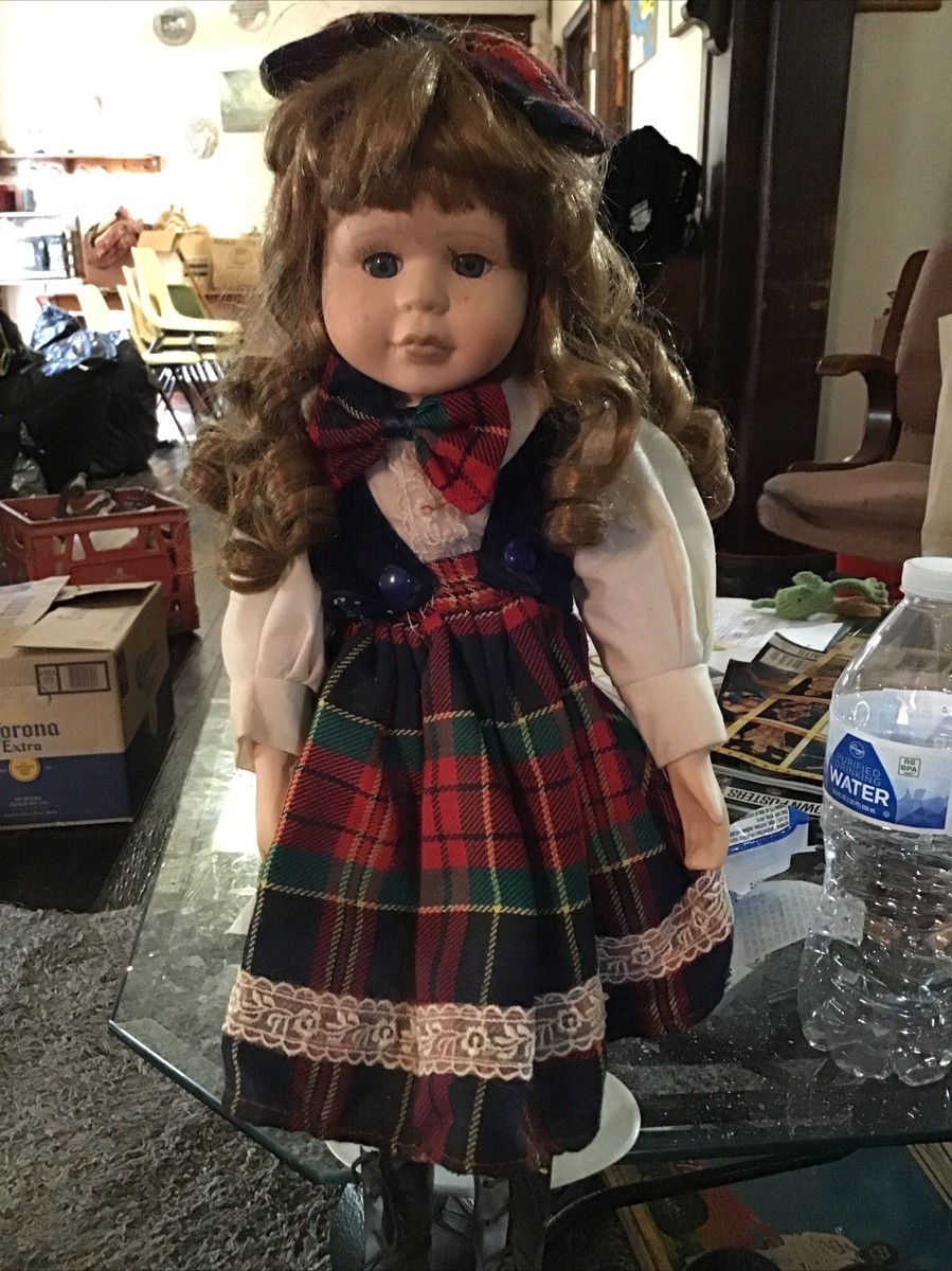 Poupée Artiste Porcelaine 33 Cm - Vintage Allemagne 1980 - Blonde Yeux Bleus