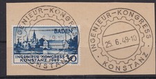 Franz.Zone Baden Nr. 46 I  gestempelt auf Briefst&uuml;ck, vom 25.6.49, Konstanz 1949