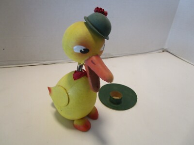 Vintage Papier Mache Candy Container Duck 2 parts Nodder 7 T Germany 1940 s