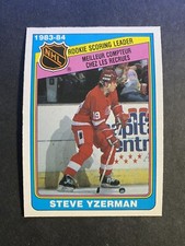1984-85 OPC Steve Yzerman Detroit Red Wings Rookie Scoring Leader Card #385. rookie card picture