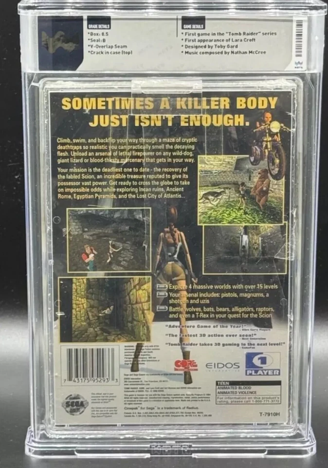 Tomb Raider Sega Saturn Jewel Case Longbox Sealed New WATA 8.5 B Graded - Image 4 of 4