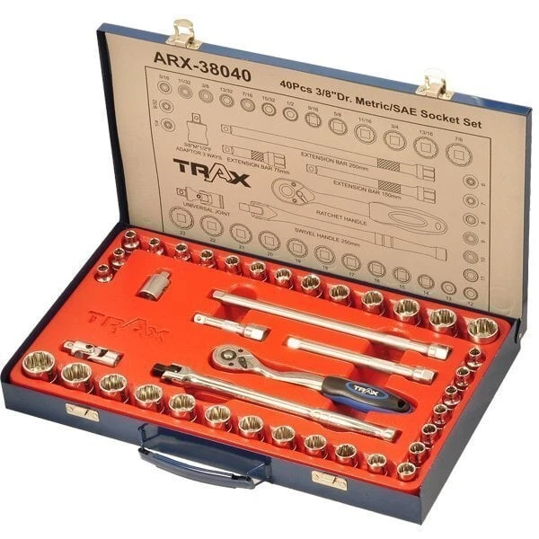 TRAX ARX-38040 40pc 3/8″ Drive Metric & SAE Socket Set – Lifetime Warranty - image 2 of 4