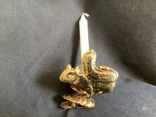 Rare Unique Vintage Brass Squirrel Clip On Candle Holder