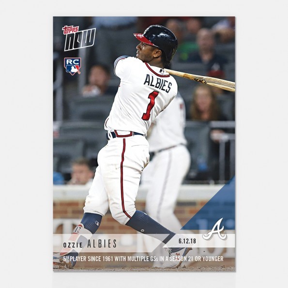 2018 TOPPS NOW #315 OZZIE ALBIES 5TH PLAYER SINCE 1961 MULTIPLE GS IN SEASON