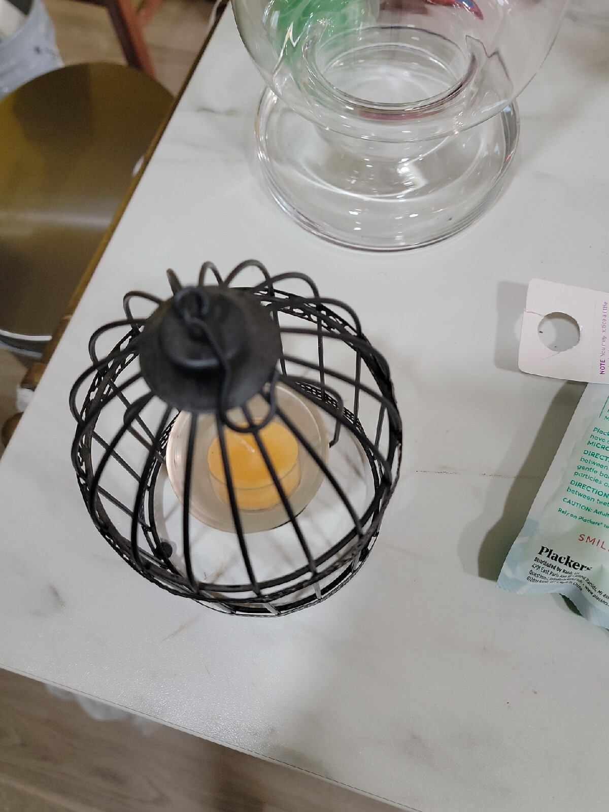 HOME INTERIORS DECORATIVE WROUGHT IRON BIRD CAGE CANDLE HOLDER / PLANT