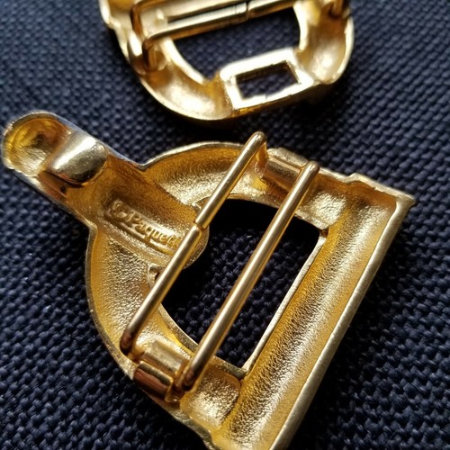VTG DESIGNER SIGNED Douglas Paquette GOLD BUCKLE Retro 80s 90s Runway MODERNIST - Picture 9 of 11
