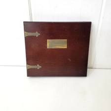 Vintage Wood Cover Photo Album Scrapbook with Metal Accents
