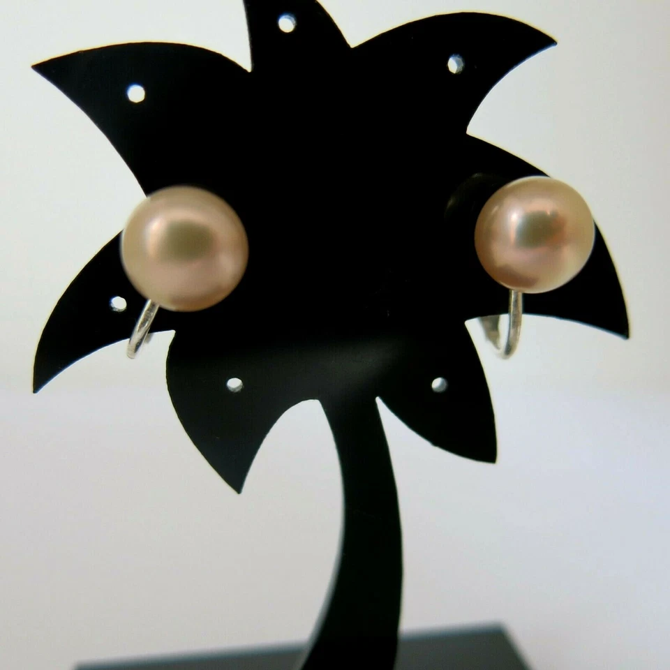 Ohrclips Clips mit echten Perlen 8,5 - 9mm in Apricot versilbert nickelfrei - Bild 2 von 4