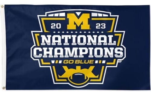 Michigan Wolverines 2023 CFP National Champions 3x5 Flag Wincraft Brand - Afbeelding 1 van 1
