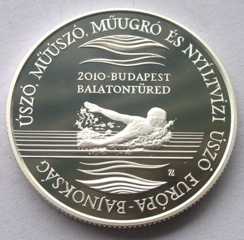Hungary 2010 Swimming 5000 Forint Silver Coin,Proof - Afbeelding 1 van 2