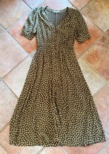 Size XS 0 Madewell Button-Cuff Midi Dress in Woodcut Flowers Cottagecore EUC