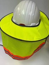 Hard Hat Sun Shade  Neck Visor for Full Brim HH Mesh  Hi Vis  Reflective Stripe