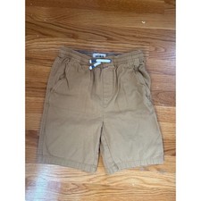 Mini Boden Boys Tan Khaki Canvas Pull On Shorts Elastic Waist Drawstring 10Y