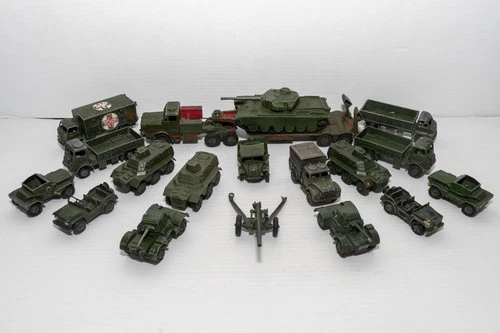 Job Lot 18 x Vintage  Dinky Toys Military Models- Play Worn For Spares or Repair