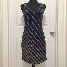 Carmen Marc Valvo Mini Dress Navy Blue Rose Gold Studded Cocktail Party Bling M