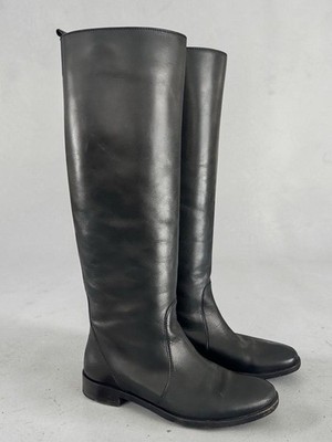 Lanvin Black Leather Classic Knee High Boots
