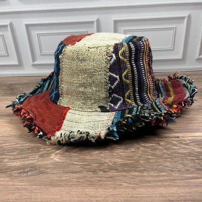 Kathmandu Imports Bucket Hat Unisex OS Multicolor Patchwork Hemp Cotton Nepal