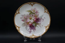 Antique KPM Berlin Hand Painted Flower & Gold Cabinet Plate 8 5/8 inches #7.