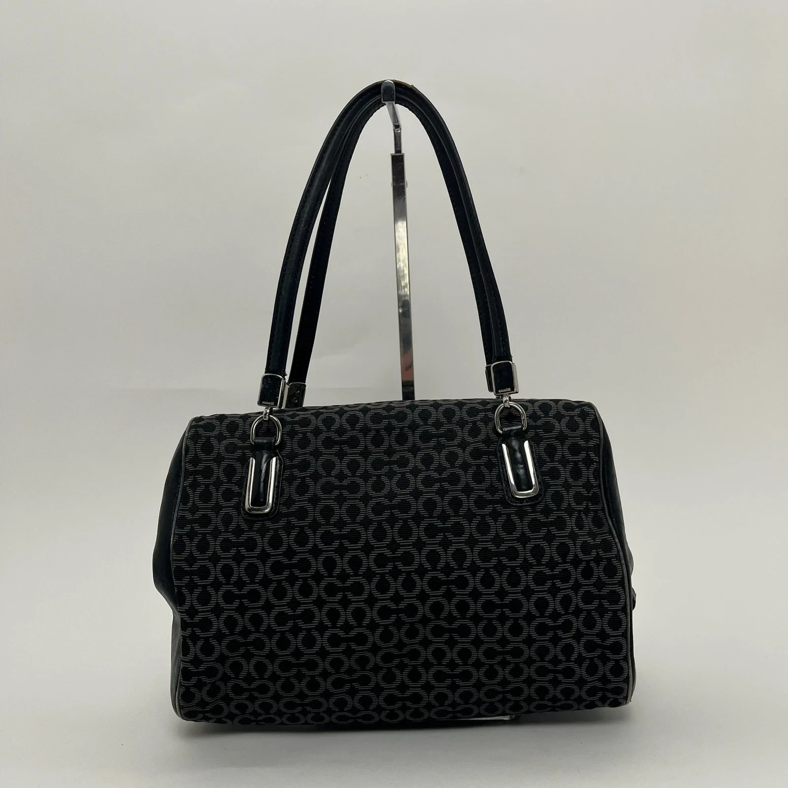 Coach Madison Madeline Black Monogram Canvas Satchel Bag image 2