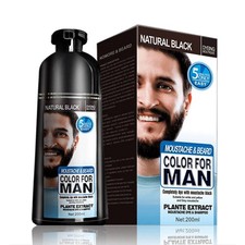Mokeru Beard Hair Dye Shampoo Natural Darkening Men Mustache Black Color Shampoo