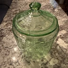 Uranium Depression Glass Cookie Jar Canister Cameo Ballerina Anchor Hocking VTG
