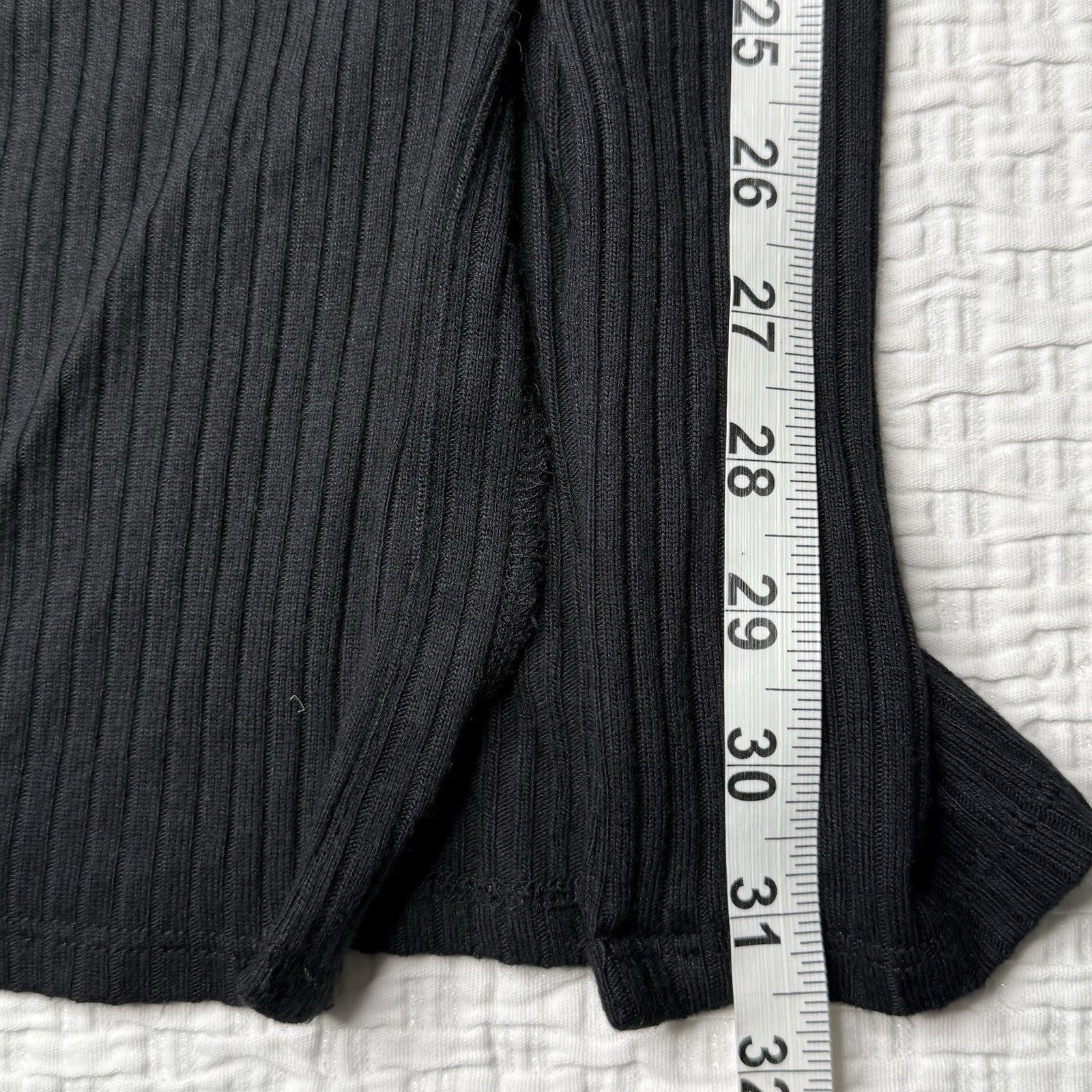 Reformation Alberta Midi Skirt Black Straight Pencil Ribbed Size XS Buttons image 8