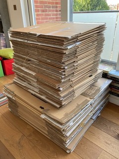 73 small/large used packing boxes used once for a 2 bedroom flat move