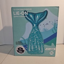 Mermaid Tail Pool Float Lie-on Coconut Grove Swim Aqua Blue