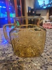 Vintage Federal Depression Glass Amber Madrid Pattern Juice Pitcher Square 5.5"