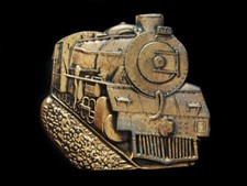NF13147N VINTAGE 1979  STEAM ENGINE TRAIN  RAILROAD SOLID BRASS BARON BUCKLE