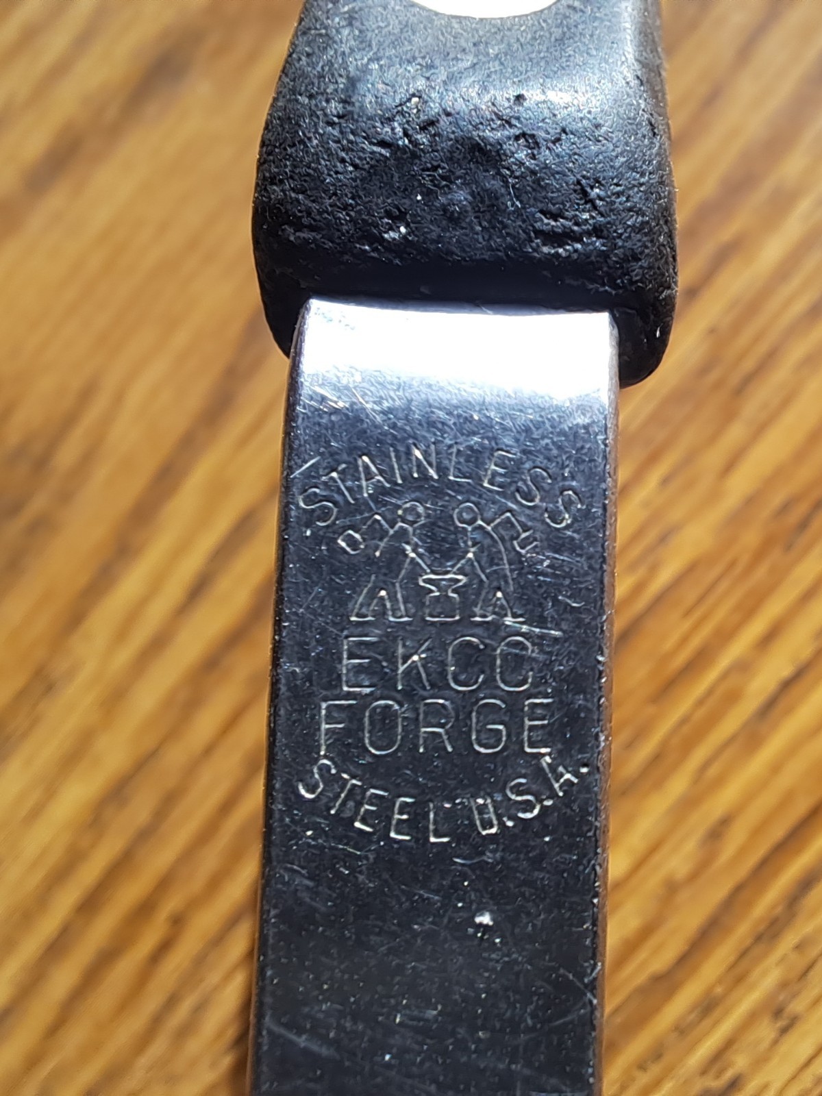 Vintage Ekco Forge Short Spatula 9" Stainless Slotted Flipper Turner Black USA