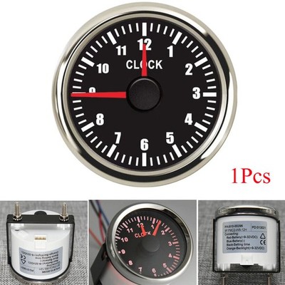2''/52mm Clock Gauge 12 Hours Format Clock Meter Red Backlight For Car Boat Yacht