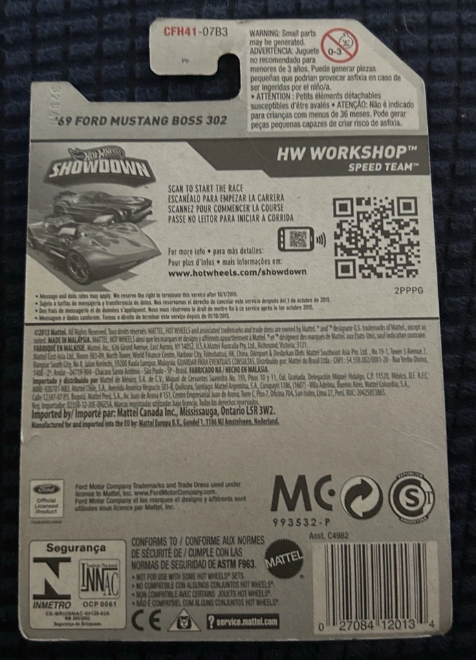 2015 Hot Wheels '69 FORD MUSTANG BOSS 302 Orange HW Workshop Speed Team 195/250 - Image 2 of 2