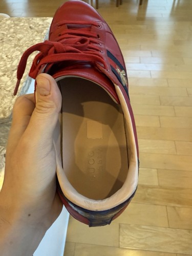 Gucci Ace Red Sneakers with Golden Bee Men US Size 12 (45). - Picture 9 of 12