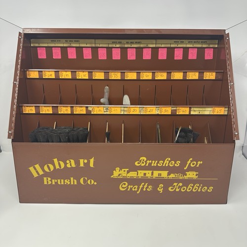 Vintage Hobart Brush Co Display Case Brush Holder Arts & Crafts Hobbies Storage