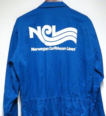 vtg NORWEGIAN CARIBBEAN LINES Employee Coveralls XL Cruise Ship 80s Wenaas Flaw