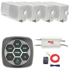 Metra 3-Zone Boat Bluetooth Controller, 4x 3.5'' 200W Mini Box Speaker, Amp, Kit